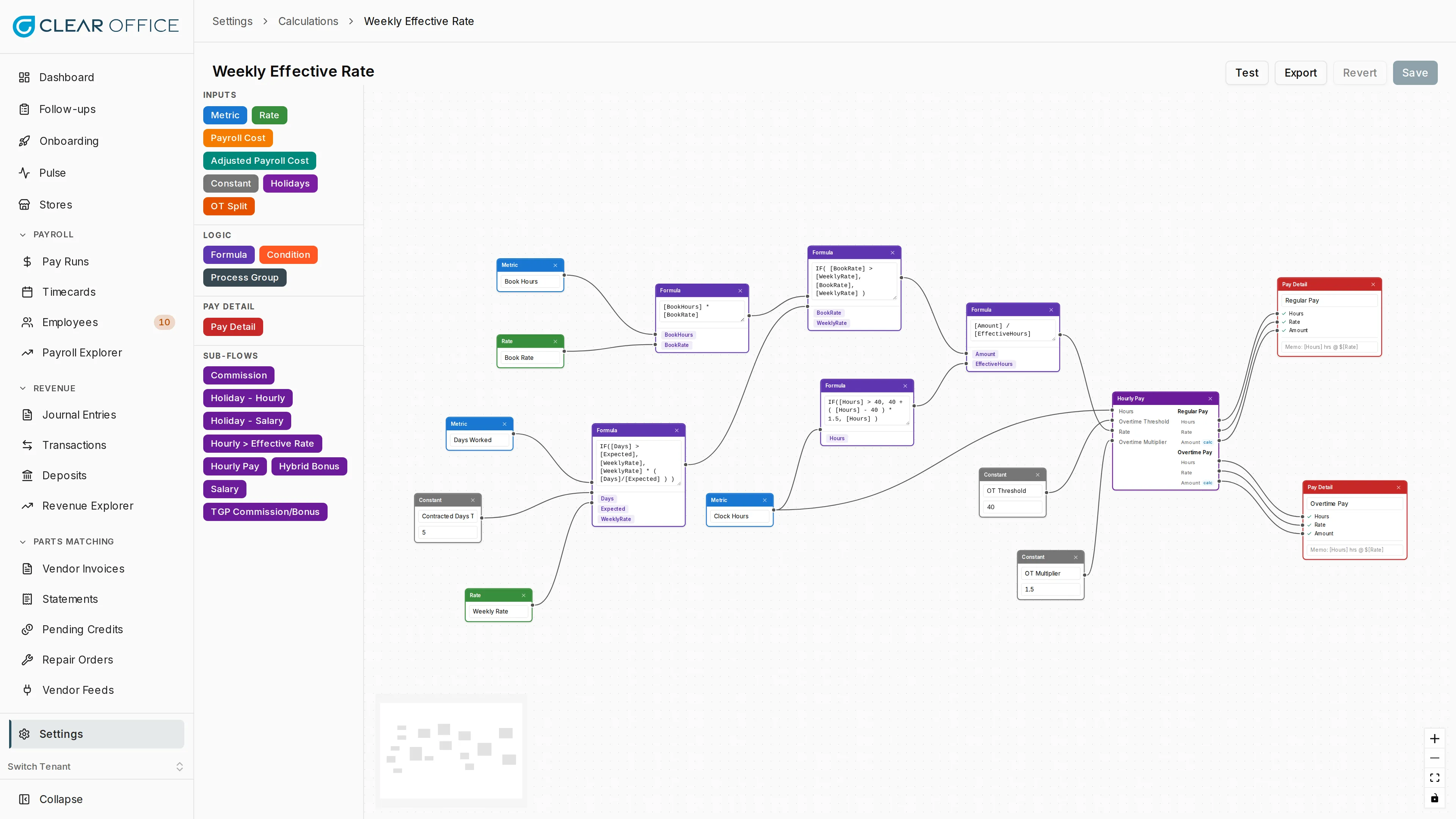 Complex formula pipeline for weekly effective rate calculation
